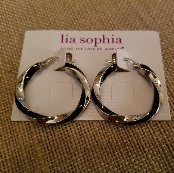 LIA SOPHIA - "TWIST & SHOUT" hoops. Black & silver - Picture 3 of 6